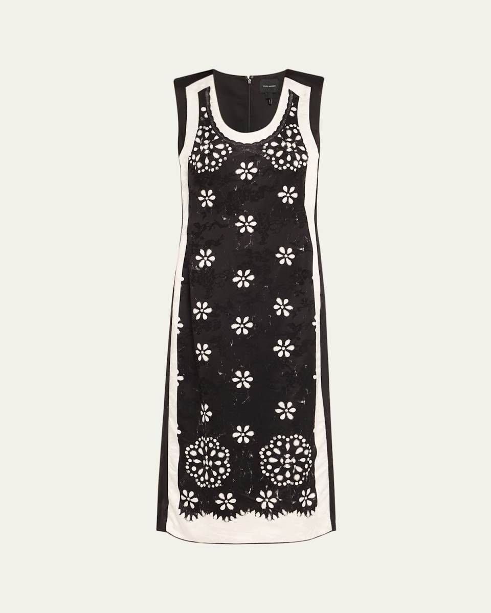 Trompe Loeil Eyelet Sleeveless Midi Dress